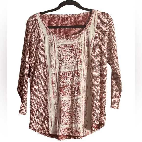 Lucky Brand Tops - Lucky Brand Red and Cream 3/4 Sleeve Top